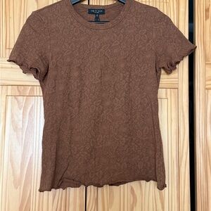 rag & bone brown floral-texture short sleeve tee